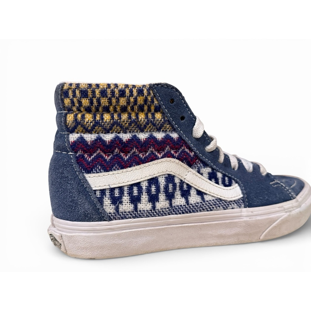 Vans Sk8-Hi Fair Isle Blue Multi Suede Canvas Skate Shoes W 5.5/M 4 Unisex - Picture 5 of 9